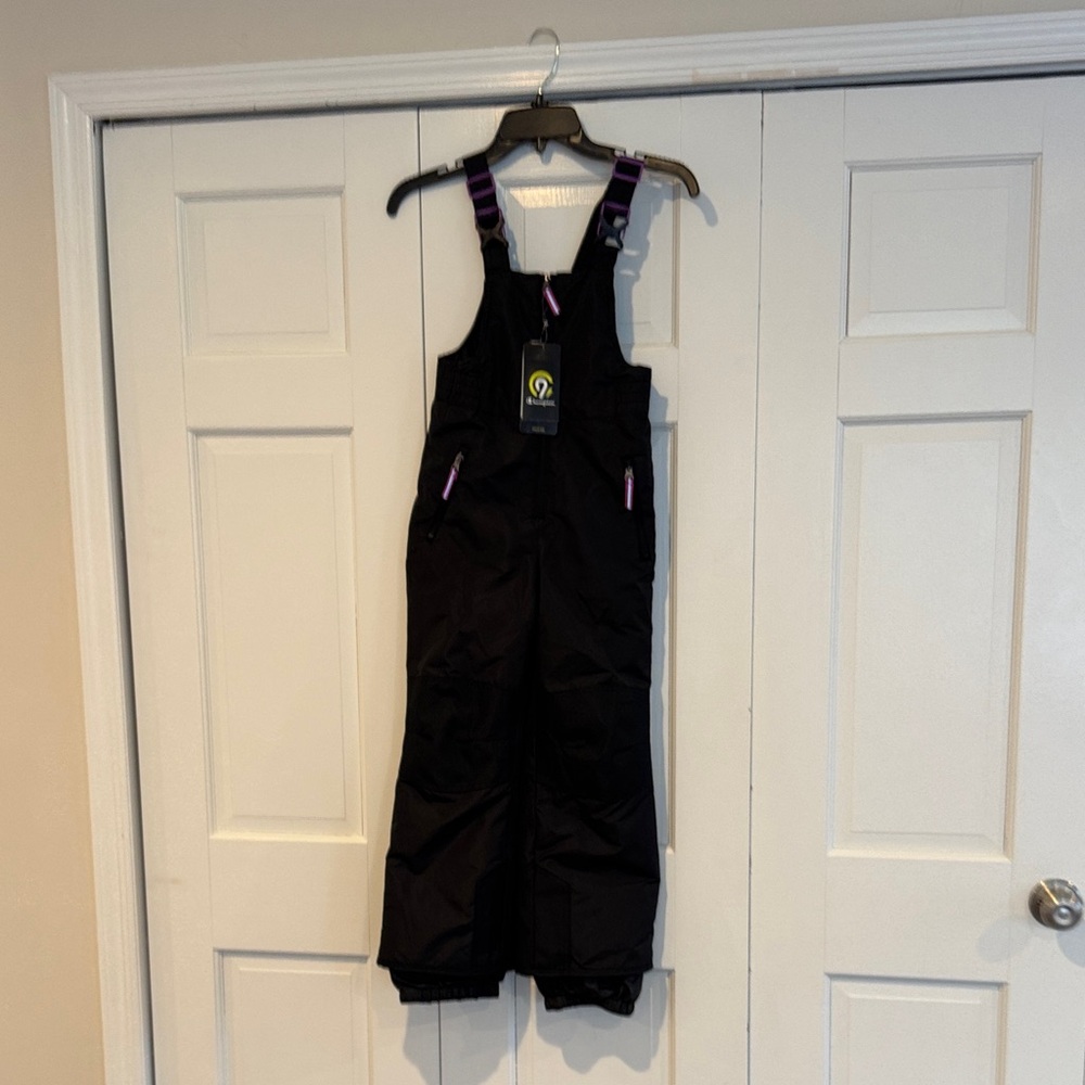 C9 by Champion Black and Purple Kids snow bib, size small 6-6x